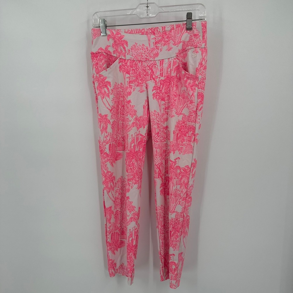 Lilly Pulitzer Luxletic Corso Cropped Golf Pants Size 4PB Anniversary Toile Pink
